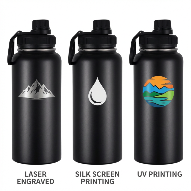 Minimalist Design 32oz Vacuum Flask Insulated Stainless Steel Water Bottle with Multiple Lids  School Travel Sports