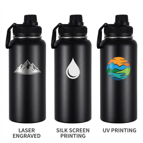 Minimalist Design 32oz Vacuum Flask Insulated Stainless Steel Water Bottle with Multiple Lids School Travel Sports