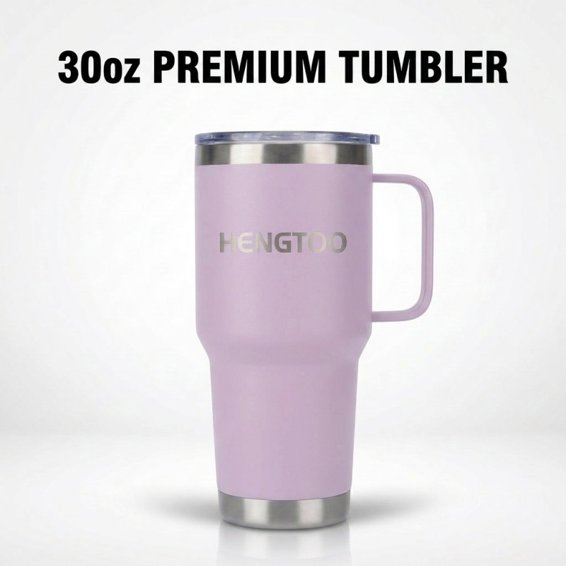 Custom Logo Sublimation Stainless Steel Hand Grip Double Wall Vacuum Insulated 6-12hr Leak-Proof BPA Free Wide Mouth Tumbler