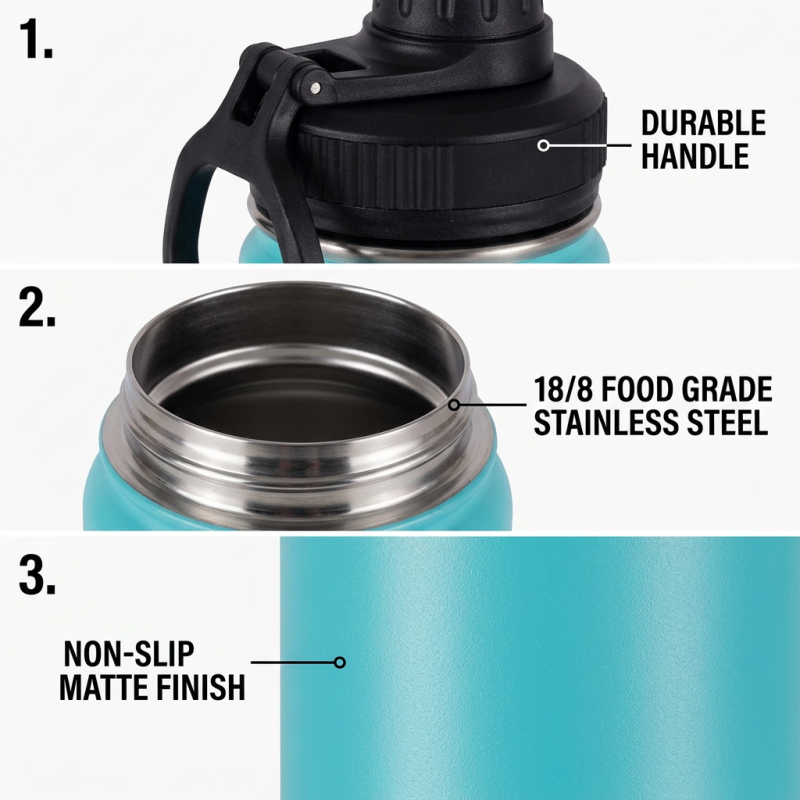 Wholesale Stainless Steel Vacuum Insulated Double Walled Thermal Sport Bottle with Handle and Lid for School Kids and Camping