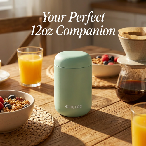 Premium Vacuum Insulated Stainless Steel 12oz  Food Flask Soup Thermos with Spoon for Hot Porridge Kids School Gift Cup