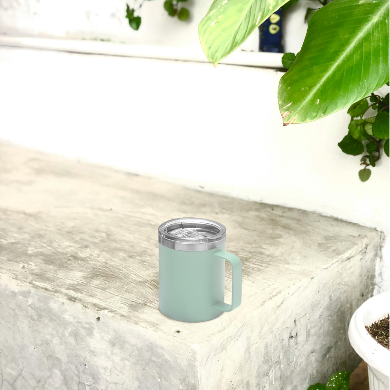 12oz Coffee Mug With Handle, Double Wall Stainless Steel Insulated Lowball Tumbler Keeping Hot and Cold Camping Mugs