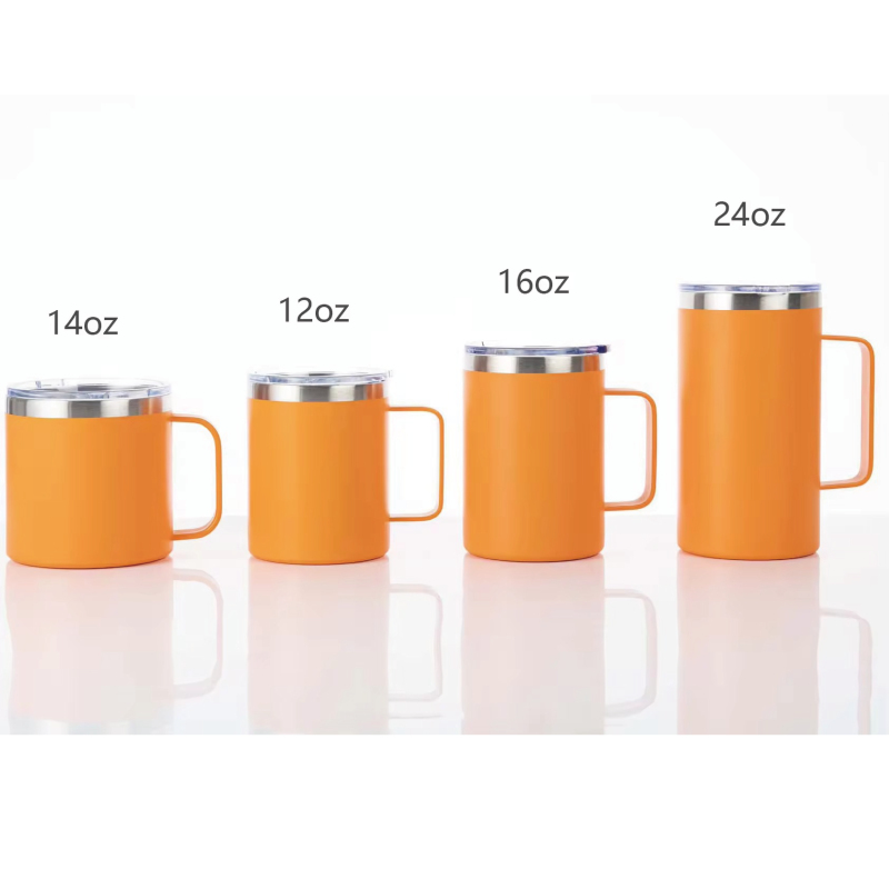 12oz Coffee Mug With Handle, Double Wall Stainless Steel Insulated Lowball Tumbler Keeping Hot and Cold Camping Mugs