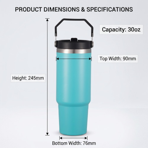 Wholesale Custom Logo 30oz Tumbler with Handle Powder Coated Stainless Steel Insulated Flask for Gifts