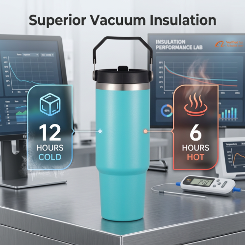 Wholesale Custom Logo 30oz Tumbler with Handle Powder Coated Stainless Steel Insulated Flask for Gifts