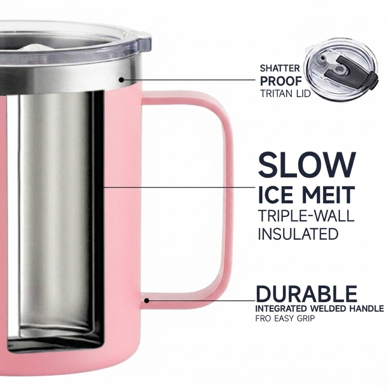 High Quality 12oz Stainless Steel Travel Mug Insulated Coffee Mug Portable Thermos Mug for School Home