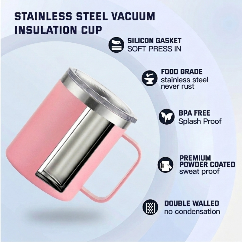 High Quality 12oz Stainless Steel Travel Mug Insulated Coffee Mug Portable Thermos Mug for School Home