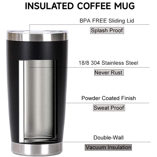 Customized 20oz Stainless Steel Tumbler Hot Water Flask Thermal Cooling Insulated Coffee Mug Take Away Travel Coffe Cup Reusable