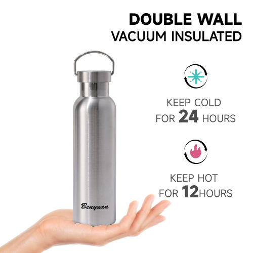 Custom Logo Double Wall Small Mouth Drink Bottle 500ml/750ml Insulated Tumbler Stainless Steel Sport Water Bottle with Handle