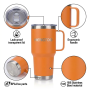 OEM 30oz Stainless Steel Thermal Coffee Cup With Handle for Hot Chocolate Beverage Insulated Tumbler