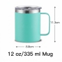 12oz Vacuum Insulated Stainless Steel Coffee Mug with Handle and Lid for Car Travel Office