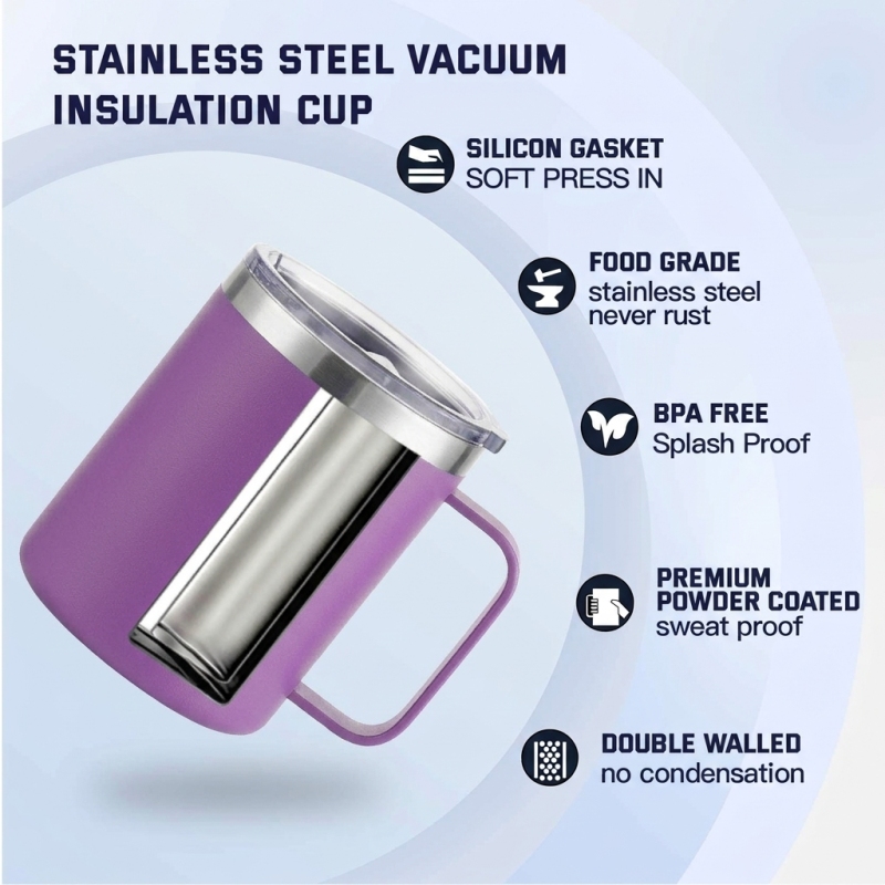 Premium 304 Stainless Steel Coffee Mug 12oz Thermal Mug Leakproof Insulated Travel Mug for Car Coffee