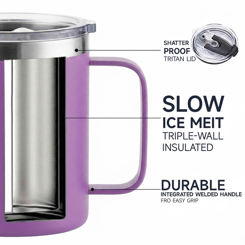 Premium 304 Stainless Steel Coffee Mug 12oz Thermal Mug Leakproof Insulated Travel Mug for Car Coffee