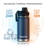 Custom Logo Stainless Steel Insulated Sports Water Bottle 12oz Wide Mouth Vacuum Flask Cleaning Brush Hot Water Safe for Hiking