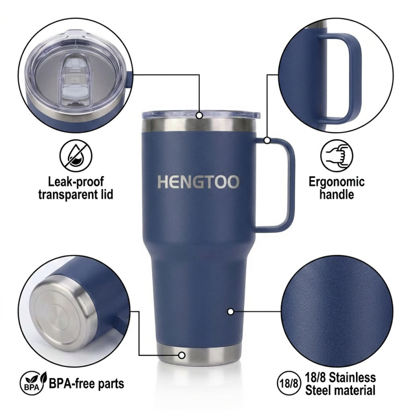 New Arrival Vacuum Insulated Stainless Steel Coffee Mug With Handle 30oz for Travel Camping Gift Tumbler