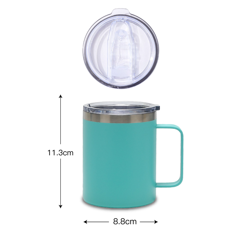 12oz Insulated Leakproof Coffee Mug with Straw Lid Double Wall Vacuum Stainless Steel Travel Tumbler Cup with Handle Reusable
