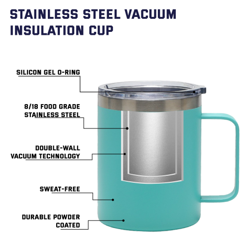 12oz Insulated Leakproof Coffee Mug with Straw Lid Double Wall Vacuum Stainless Steel Travel Tumbler Cup with Handle Reusable