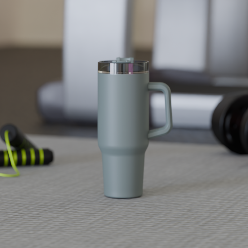 40oz Insulated Travel Tumbler With Handle and Straw