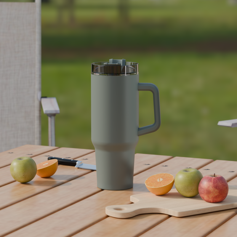 40oz Insulated Travel Tumbler With Handle and Straw