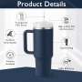 Bulk 40oz Insulated Travel Mug with Soft Grip Handle, Private Label 40 oz Tumbler Manufacturer, Custom Logo FlowState Lid Cup - HENGTOO