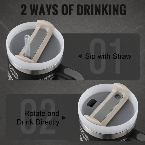 Wholesale 40oz Tumbler with Soft Grip Handle & FlowState Lid, Custom Logo Double Wall Insulated Travel Mug, OEM 40 oz Vacuum Cup Manufacturer - HENGTOO