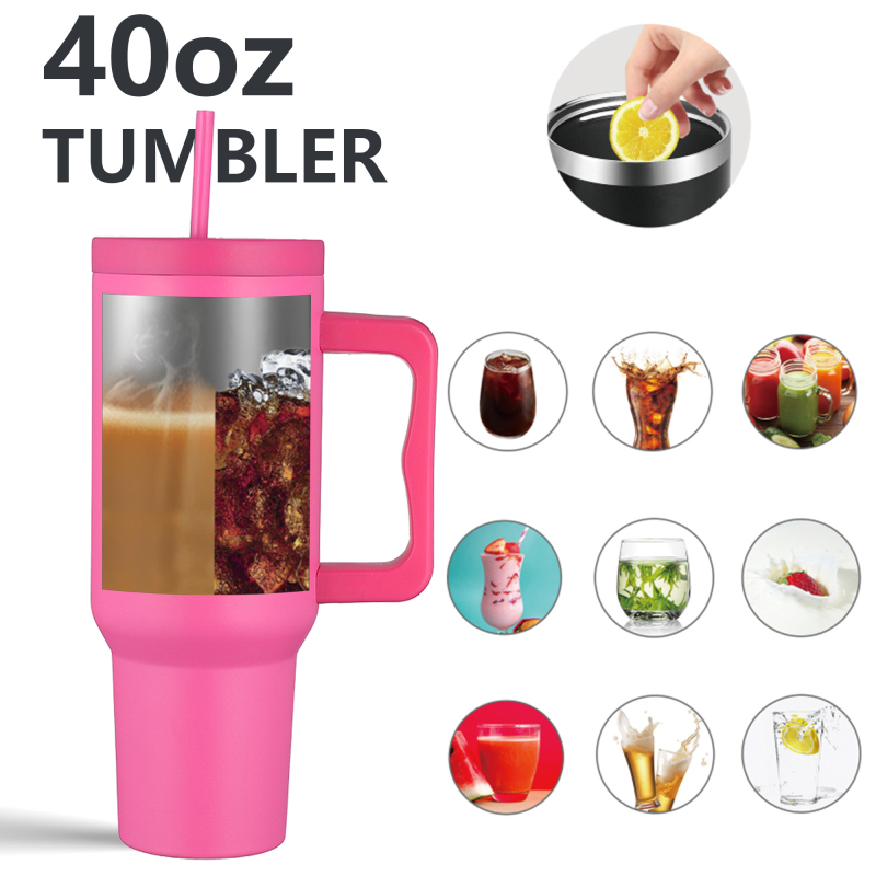 Corporate Gift 40oz Tumbler with Handle and Straw, Bulk Insulated Stainless Steel Mug for Branding, Premium 40 oz Travel Cup Factory - HENGTOO
