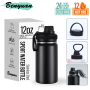 School Bulk 12oz Kids Water Bottle with Straw Lid and Handle, Custom Logo 12 oz Children Insulated Bottle Supplier, Private Label Stainless Steel Cup - HENGTOO
