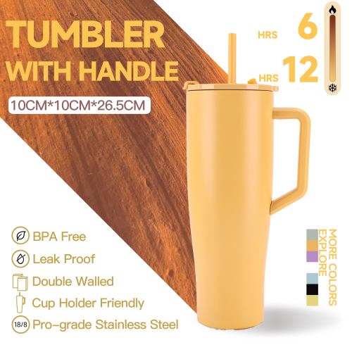 Private Label 40oz Tumbler with Handle, OEM Custom Logo Pastel Stainless Steel Travel Mug, Low MOQ 40 oz Insulated Cup Factory - HENGTOO