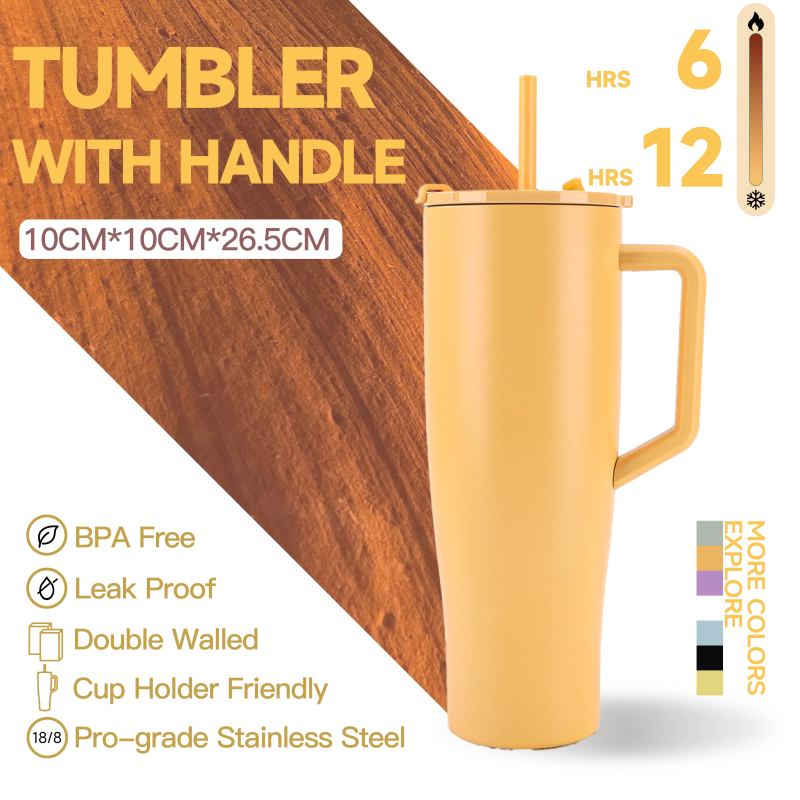 Private Label 40oz Tumbler with Handle, OEM Custom Logo Pastel Stainless Steel Travel Mug, Low MOQ 40 oz Insulated Cup Factory - HENGTOO