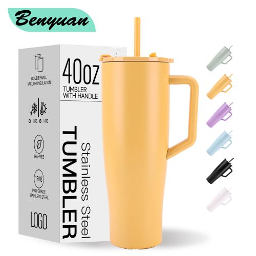 Private Label 40oz Tumbler with Handle, OEM Custom Logo Pastel Stainless Steel Travel Mug, Low MOQ 40 oz Insulated Cup Factory - HENGTOO