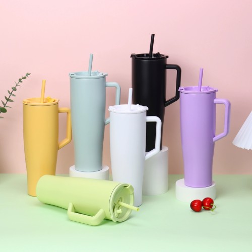 Private Label 40oz Tumbler with Handle, OEM Custom Logo Pastel Stainless Steel Travel Mug, Low MOQ 40 oz Insulated Cup Factory - HENGTOO