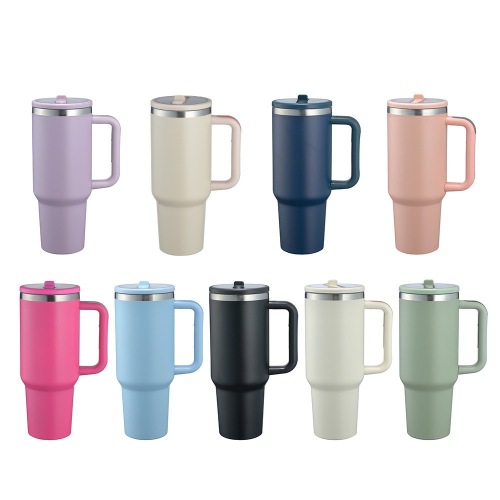 Wholesale 40oz Tumbler with Handle, Custom Logo Stainless Steel Insulated Travel Mug, Premium Spout Lid & Non-Slip Grip Factory Direct - HENGTOO
