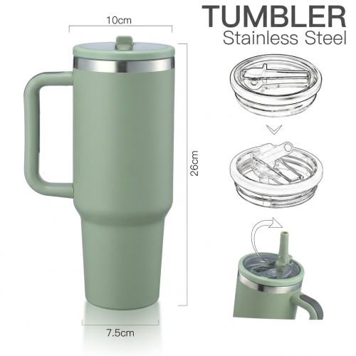 Wholesale 40oz Tumbler with Handle, Custom Logo Stainless Steel Insulated Travel Mug, Premium Spout Lid & Non-Slip Grip Factory Direct - HENGTOO