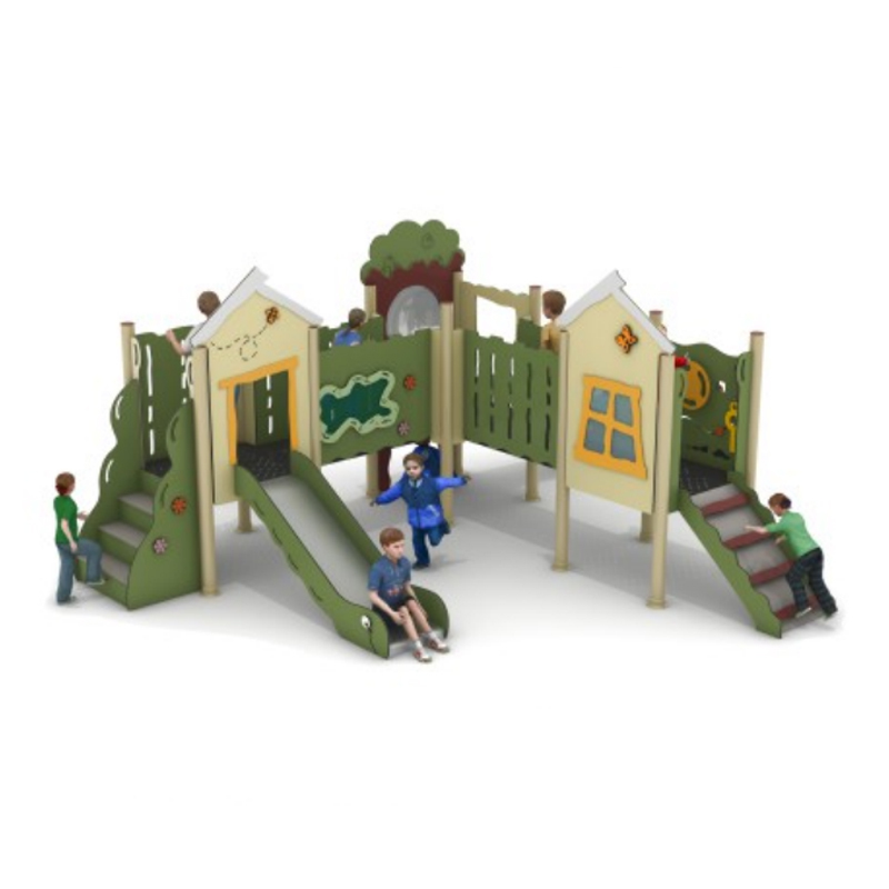 Latest Log Style Design Large Outdoor Playground, Double Children's Seesaw, Carousel, and Other Amusement Attractions for Sale