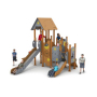 Latest Log Style Design Large Outdoor Playground, Double Children's Seesaw, Carousel, and Other Amusement Attractions for Sale