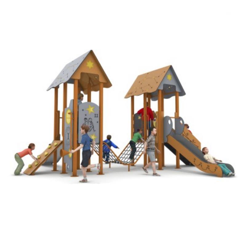 Latest Log Style Design Large Outdoor Playground, Double Children's Seesaw, Carousel, and Other Amusement Attractions for Sale