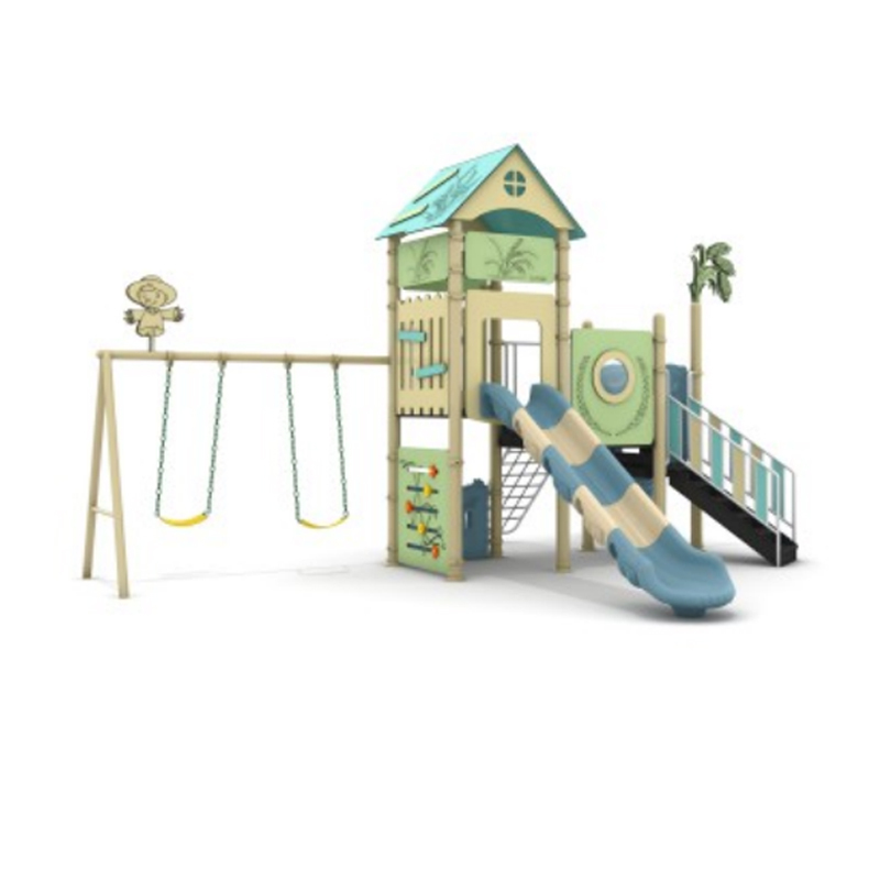 Custom Design for Sale of Large Outdoor Children's Playgrounds, Including Play Equipment Such As Climbing Nets, Seesaws, Swings