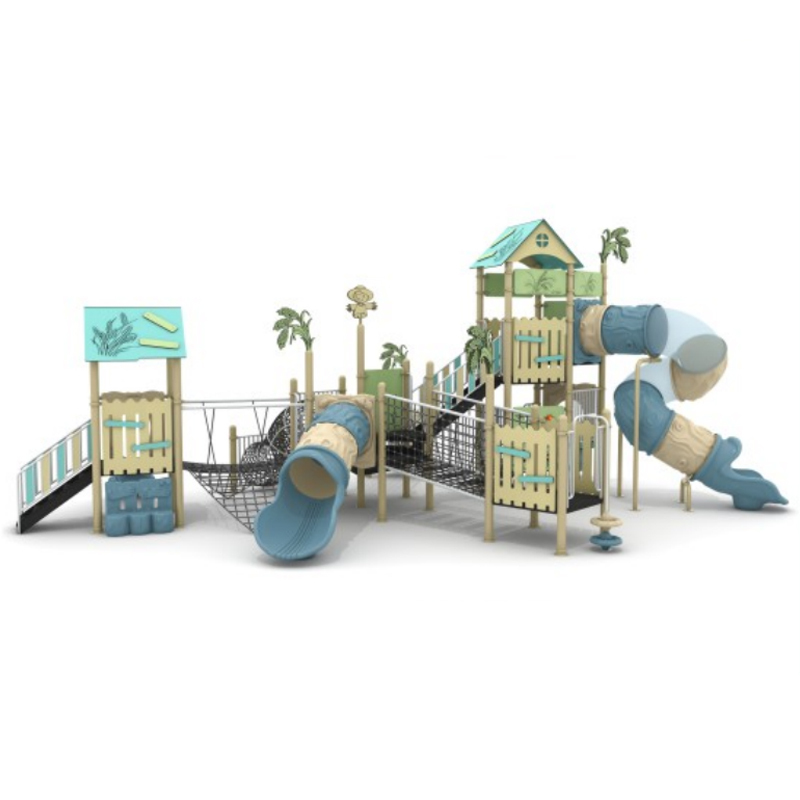 Custom Design for Sale of Large Outdoor Children's Playgrounds, Including Play Equipment Such As Climbing Nets, Seesaws, Swings