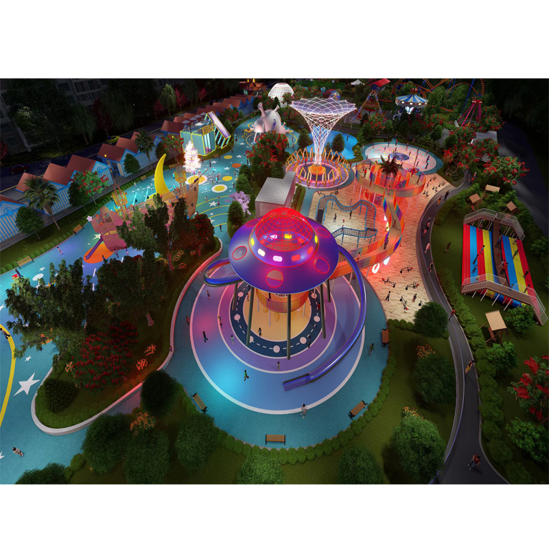 Adult & Kids Stainless Steel Slip and Slide Tube Spirals Play House with Big Playground for Amusement Park Rides