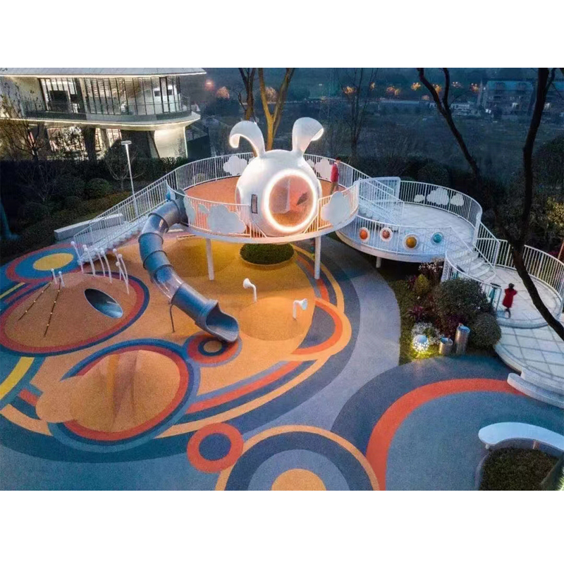 Adult & Kids Stainless Steel Slip and Slide Tube Spirals Play House with Big Playground for Amusement Park Rides