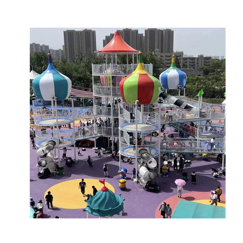 Adult & Kids Stainless Steel Slip and Slide Tube Spirals Play House with Big Playground for Amusement Park Rides