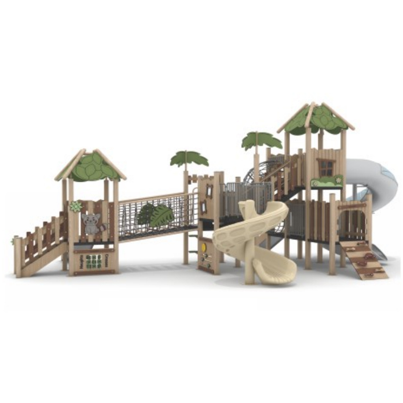China Factory Wholesale Kids Original Wood Grain Series Stainless Steel Tumbler Slide Set Outdoor Playground Equipment for Park