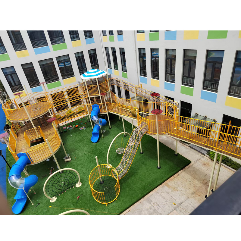 Outdoor Children's Play Set with Big Plastic Slide Fiberglass Jungle Theme Playground for Kids for Airport Play Area