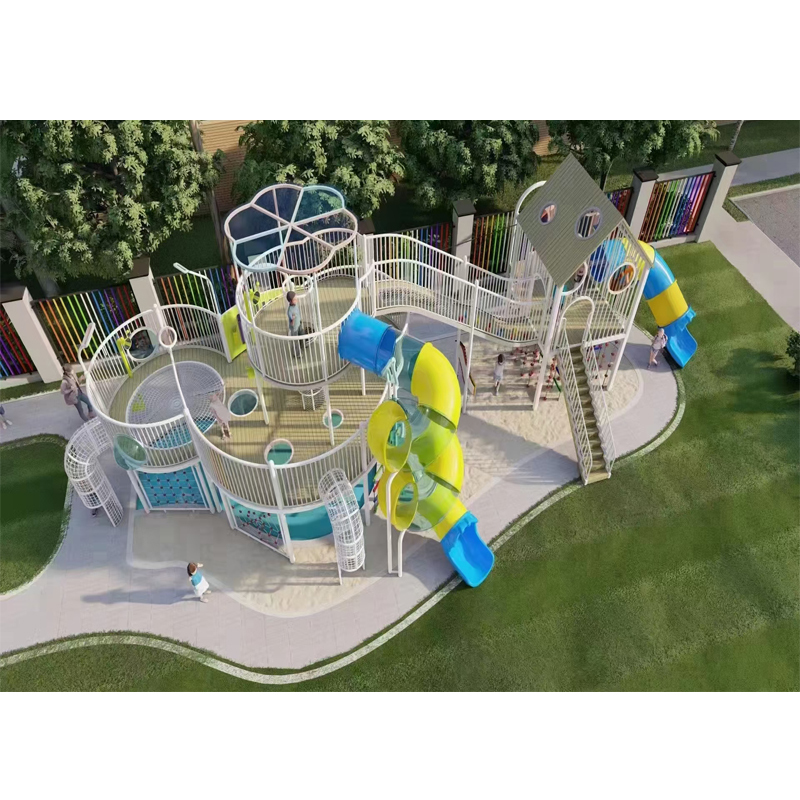 Customizable Stainless Steel Outdoor Play Set Schools Children's Wooden Slide Promenade Bridge Frame Combination Climbing Net