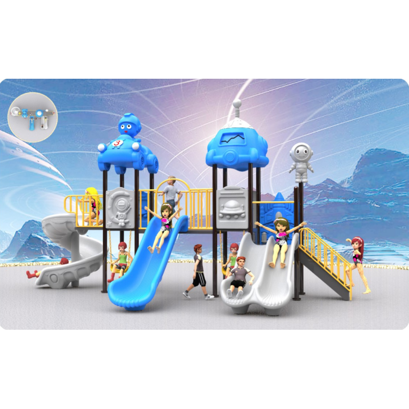 Large Outdoor Vinyl Children's Amusement Equipment Kindergarten Slide Swing Combo for Community Square Garden Toy