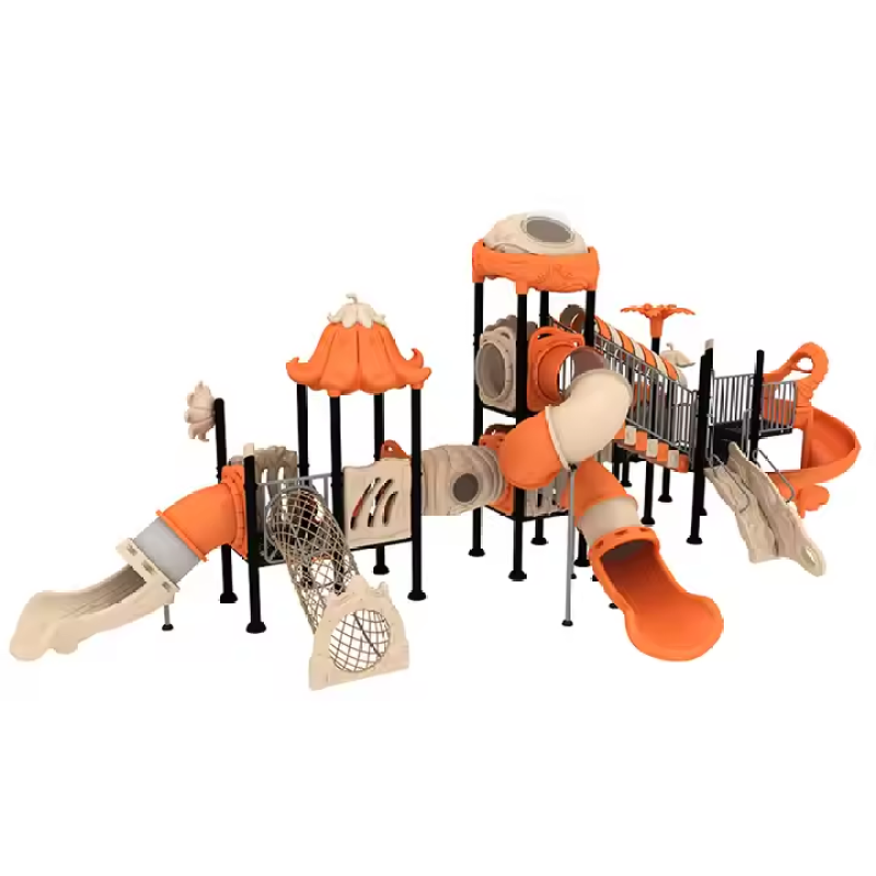 Outdoor Children's Playground with Slide, Swing, and Climbing Net, Outdoor Children's Play Area Suitable for Schools and Parks