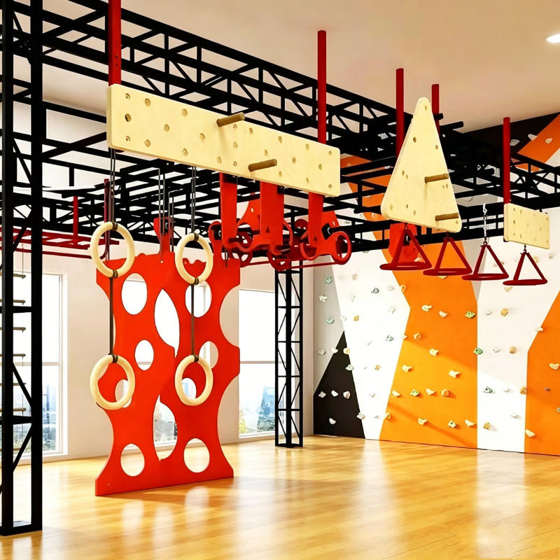 Indoor Ninja Obstacle Ring Challenge Facility Climbing Hall Combination Fitness Equipment Customization
