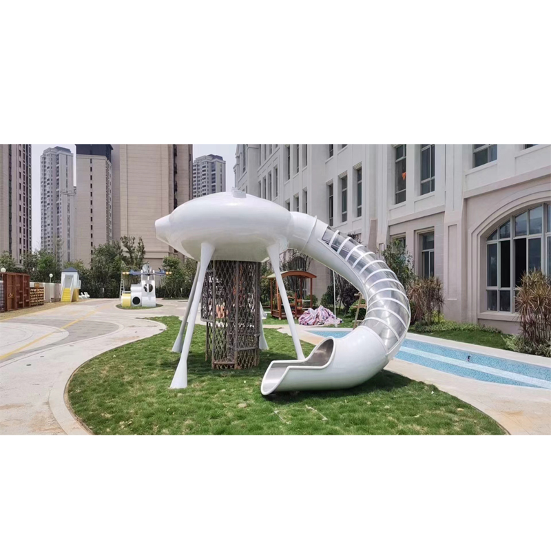 BAIQI Custom Large Outdoor Stainless Steel Fiberglass Slide Kids Playground Amusement Park Products Designed Plastic Slide