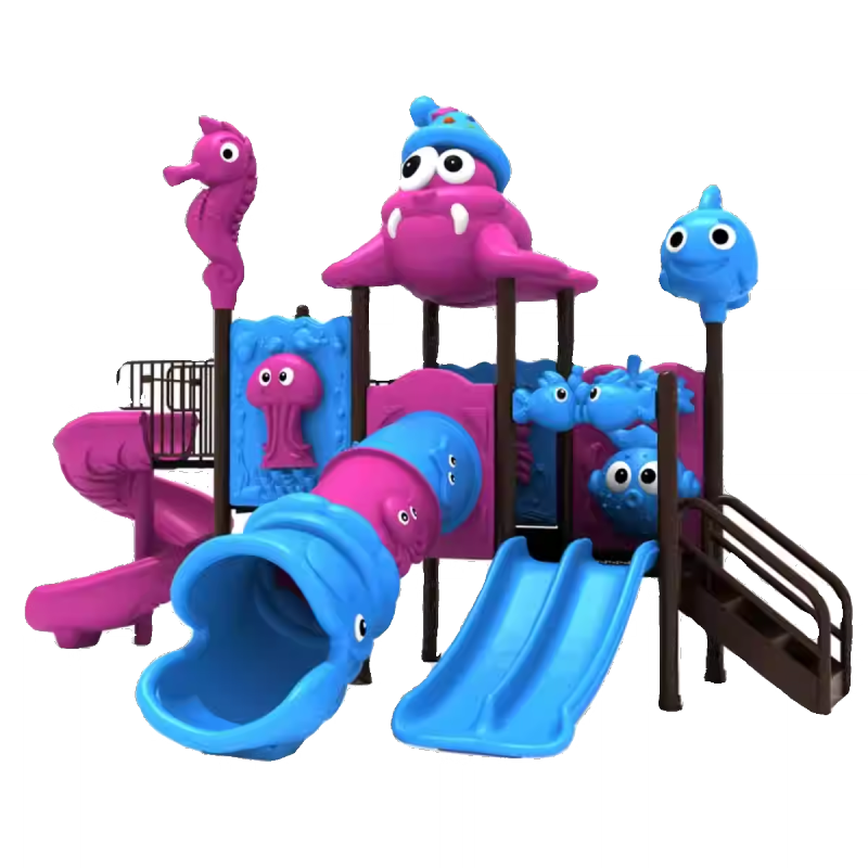Outdoor Swing Set with Slide, Large Outdoor Plastic Children's Slide, Community Playground Equipment Manufacturer