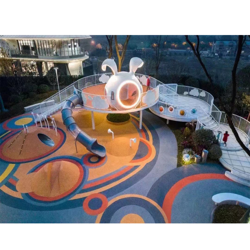 Customized Stainless Steel Slide with PE Wooden Outdoor Playground Amusement Equipment